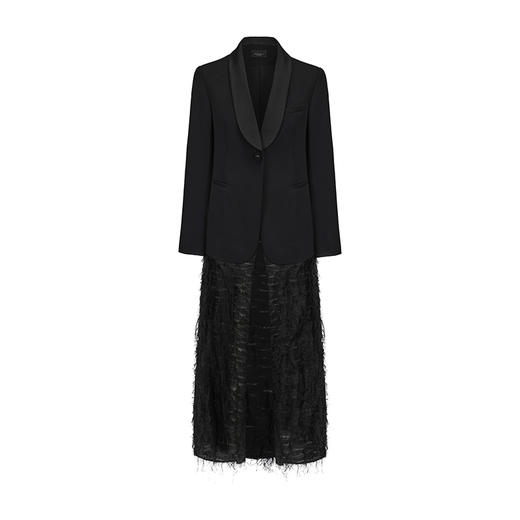 【夜莺】纤细流苏拼接肌理长款礼服外套 商品图4