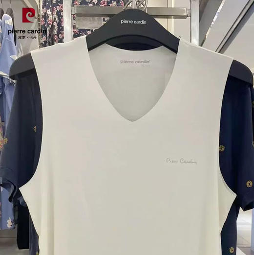 皮尔卡丹男士弹力莫代尔无痕V领宽肩打底背心PC53927 商品图0