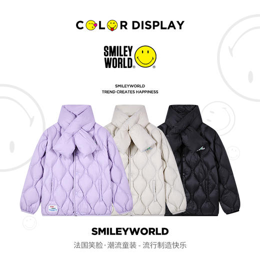 SMILEY WORLD童装冬季外套轻量围巾羽绒服洋气时尚休闲保暖S23425Y706 商品图1