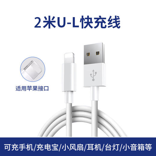 【严选】2m苹果5-14专用USB快充线 经典款2.4A 数据线手机充电线/盒 商品图0