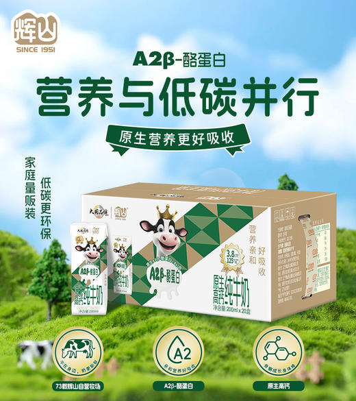 辉山A2β-酪蛋白原生高钙纯牛奶 商品图0
