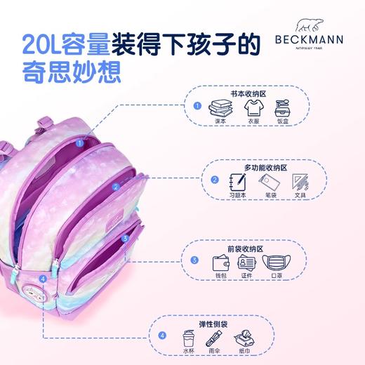 开学季福利！【减负护脊，赠同款送笔袋】beckmann贝克曼书包小学生儿童男女一二三年级护脊减负轻双肩背包 商品图3
