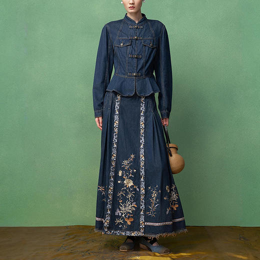 【林栖设计小店】天丝牛仔外套国风荷叶边2025秋季新款上衣女1953140 商品图1