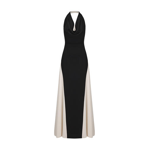 【人鱼舞会】撞色鱼尾设计垂荡拼色领露背大摆礼服长裙 商品图4