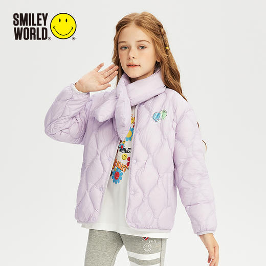 SMILEY WORLD童装冬季外套轻量围巾羽绒服洋气时尚休闲保暖S23425Y706 商品图2