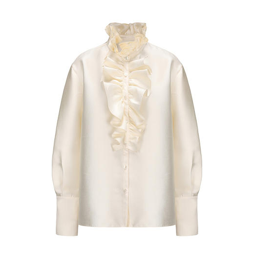 【玛德琳晨光】宫廷风压褶设计光泽感造型衬衫上衣 商品图4