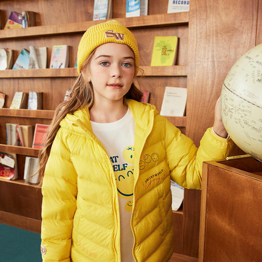 SMILEY WORLD儿童爆款轻量羽绒服纯色连帽保暖防风防水S23335Y104 商品图4