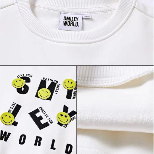 SMILEY WORLD童装印花圆领加绒亲子卫衣薄绒时尚百搭卫衣春秋S23335H196 商品图3