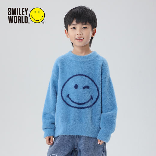 SMILEY WORLD秋装爆款印花毛衣针织圆领上衣套头保暖S23435M313 商品图3