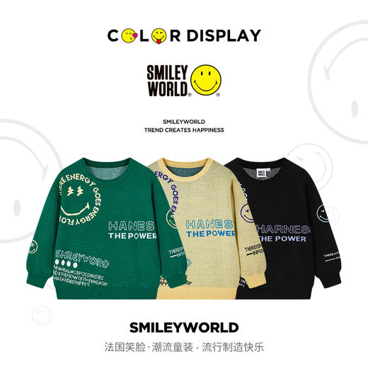 SMILEY WORLD童装男女童洋气套头针织衫秋冬毛衣潮流保暖S23415M073 商品图2