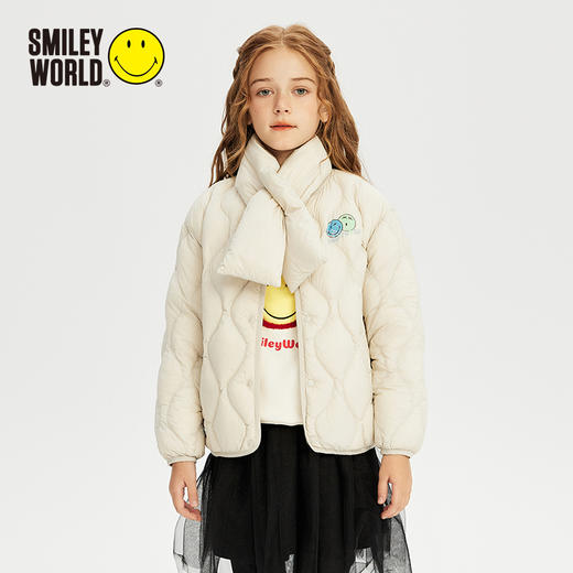 SMILEY WORLD童装冬季外套轻量围巾羽绒服洋气时尚休闲保暖S23425Y706 商品图3