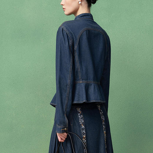 【林栖设计小店】天丝牛仔外套国风荷叶边2025秋季新款上衣女1953140 商品图3
