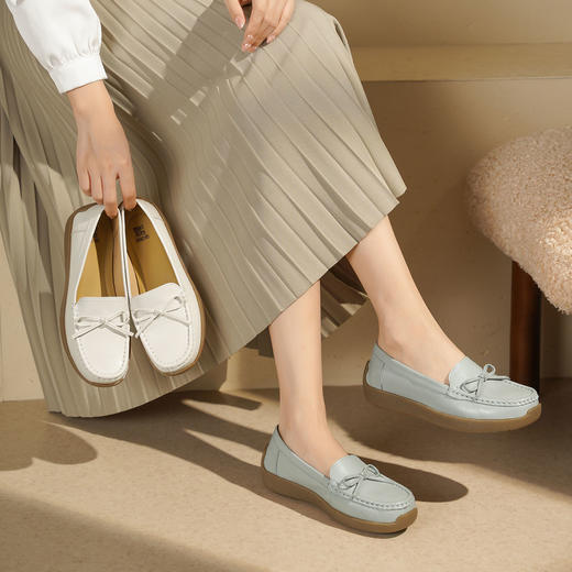【秋季新款】西村名物2025年秋季新款小圆头舒软平底深口单鞋薄底乐福鞋T25CM30791 商品图0