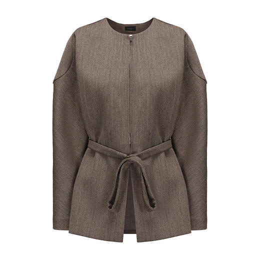 【海德堡余温】圆弧廓形袖绵羊毛造型腰带外套 商品图4