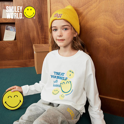 SMILEY WORLD童装圆领长袖套头上衣休闲宽松t恤S23315T002 商品图2