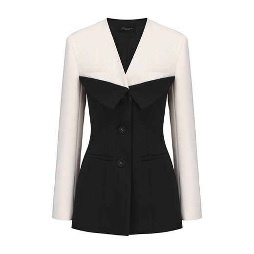 【布鲁克林暮光】撞色立体拼接设计收腰西装外套 商品图4