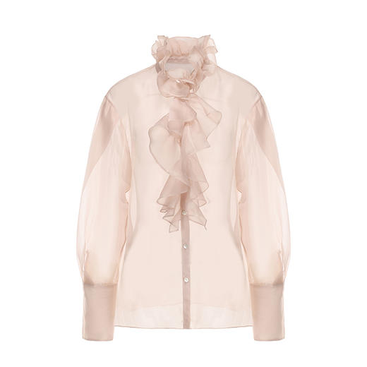 【天鹅堡晨雾】宫廷风压褶设计透视造型衬衫上衣 商品图4