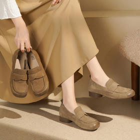 【秋季新款】西村名物2025年秋季新款小圆头舒软平底深口单鞋乐福鞋T25CM30811