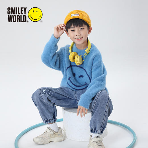 SMILEY WORLD秋装爆款印花毛衣针织圆领上衣套头保暖S23435M313 商品图4