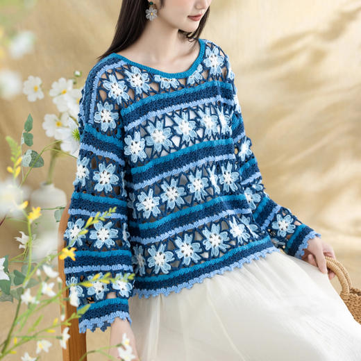 苏苏姐家花满楼上衣手工diy钩针编织4股牛奶棉毛线团材料包 商品图3