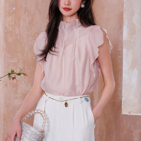 珠光粉天丝花瓣上衣+香芋紫垂垂裤｜清凉舒适，美得像天仙！