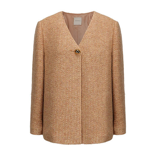 【巴黎余晖】几何弧形弯月袖绵羊毛混纺针织外套 商品图4