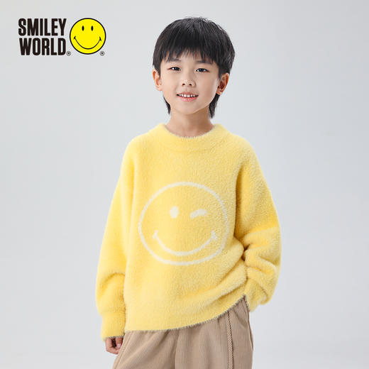 SMILEY WORLD秋装爆款印花毛衣针织圆领上衣套头保暖S23435M313 商品图1