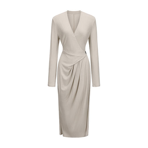 【菲拉尔褶光】系带设计软糯针织裹身连衣裙 商品图4