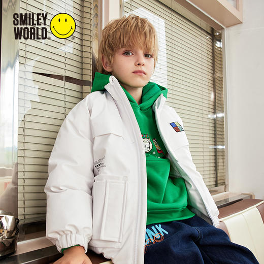 SMILEY WORLD儿童羽绒服冬季保暖儿童印花白鸭绒外套S23435Y065 商品图1