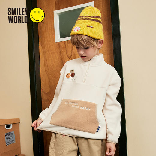 SMILEY WORLD童装摇粒绒印花薄绒卫衣秋装保暖男女童S23435H133 商品图2