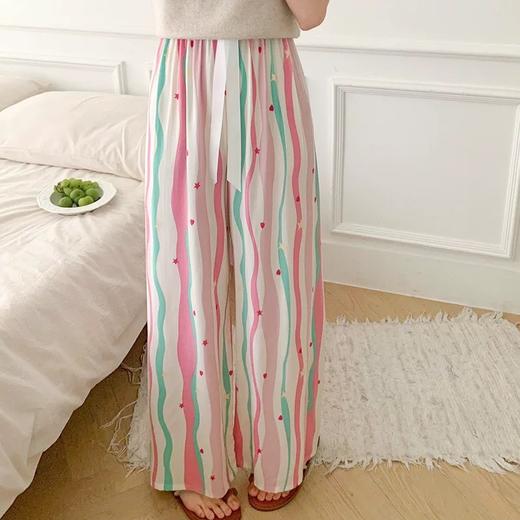 （49元两条 超高性价比）棉绸睡裤女2025夏季新款可外穿人造棉九分阔腿家居裤花长裤子 商品图5