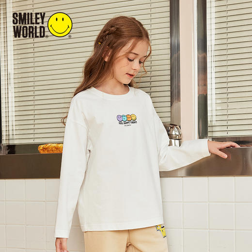 SMILEY WORLD法国笑脸童装长袖t恤百搭男童女童上衣S23335T702 商品图1