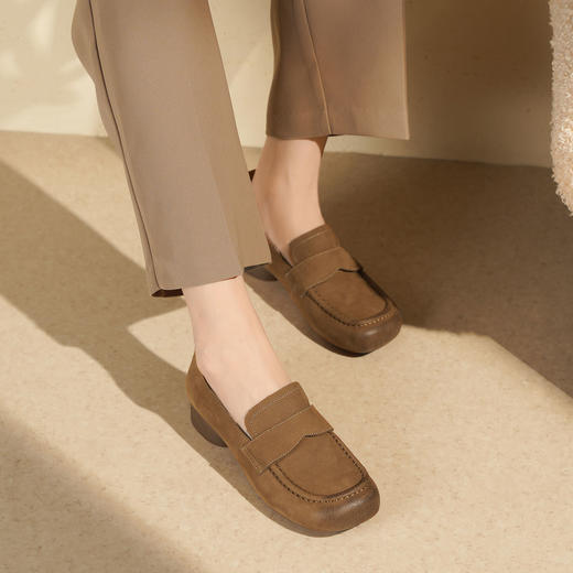 【秋季新款】西村名物2025年秋季新款小圆头舒软平底深口单鞋乐福鞋T25CM30811 商品图7