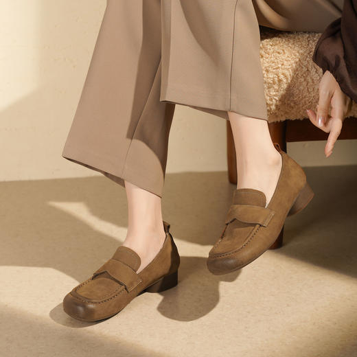 【秋季新款】西村名物2025年秋季新款小圆头舒软平底深口单鞋乐福鞋T25CM30811 商品图2