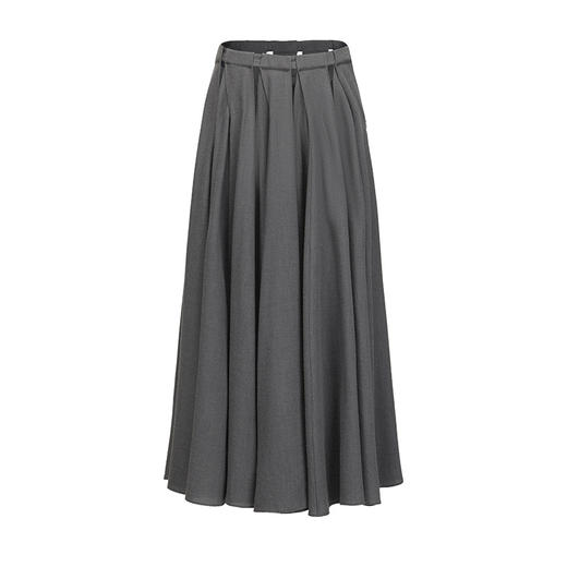 【摩天轮微光】腰部镂空设计绵羊毛混纺大摆半裙 商品图4