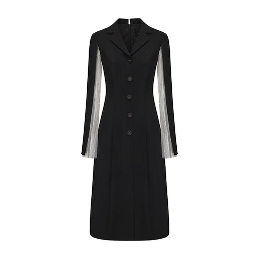 【帕特农暮纱】纱袖开衩飘袖西装连衣裙 商品图4