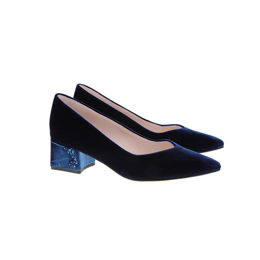 sheme景颇族原创设计奢侈品天鹅绒尖头中跟刺绣女鞋优雅可定制 商品图4