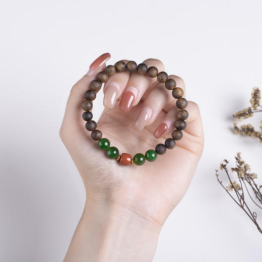 xy0438沉香+南红碧玉素雅手串 商品图6