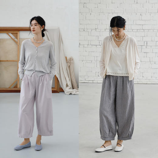 绽放女装419朵/【莫兰迪系列】超细亚麻棉混纺V领薄款长袖针织开衫 商品图3