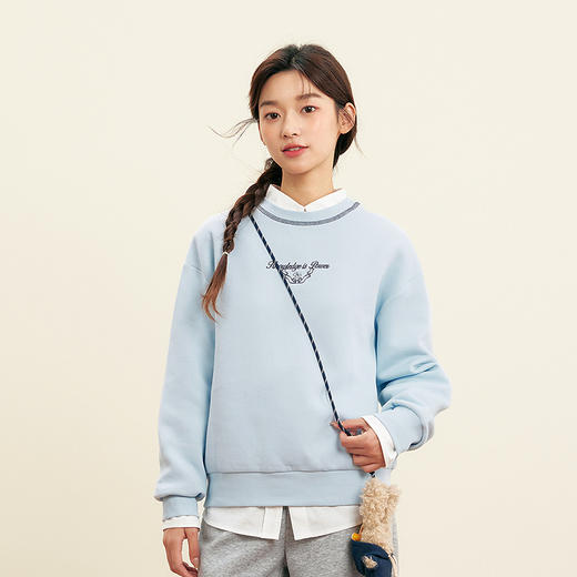 笛莎Deesha青少年女童卫衣2025秋季女童双面穿圆领刺绣卫衣 商品图1