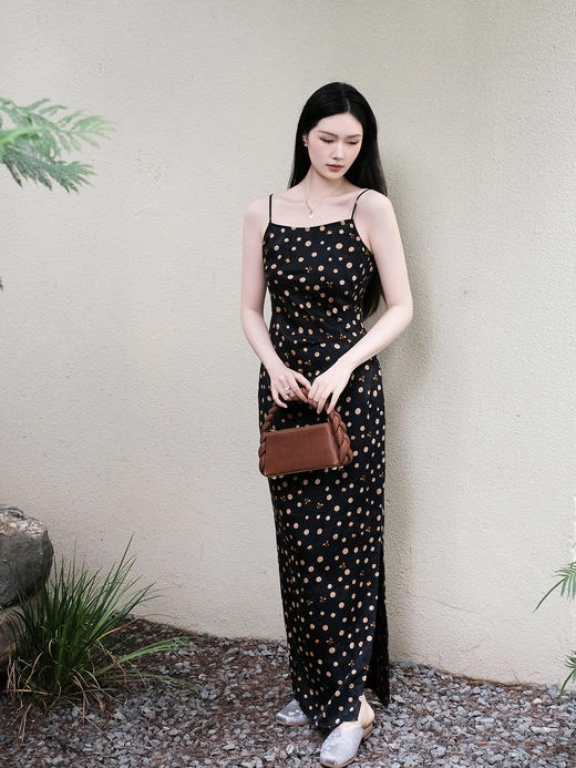 盛唐婧| 香云纱波点蝴蝶结吊带裙 商品图7