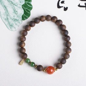 xy0440沉香+南红碧玉纳福手串