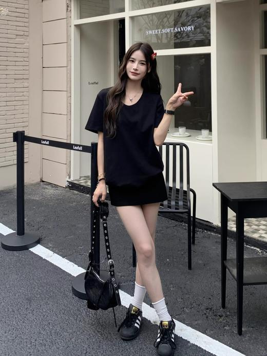 单拍不发货！（鹅蛋领短袖T恤69元2件限时秒杀！拍2立减！时尚的尽头是极简风）短袖女t恤夏季2025新款V领宽松慵懒风大领口显瘦上衣 商品图4