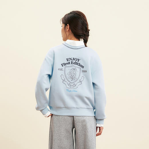 笛莎Deesha青少年女童卫衣2025秋季女童双面穿圆领刺绣卫衣 商品图4