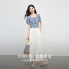 【07/16新品】熙世界法式蓝白格纹方领衬衫女夏季慵懒文艺复古短袖上衣2025新款 商品缩略图3