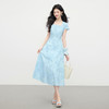 【专属特价】熙世界度假风挑孔绣花蓝色连衣裙女夏季新款法式U领显瘦收腰裙子 商品缩略图4