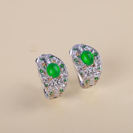 【大业长青】满绿蛋面叶子耳钉    EZ12310018 商品图2