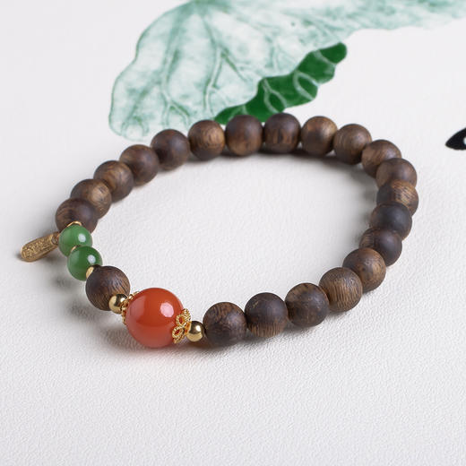 xy0440沉香+南红碧玉纳福手串 商品图2