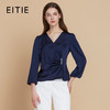【缎面通勤收腰上衣】EITIE爱特爱气质V领优雅蓝色秋季新款C2513824 商品缩略图0