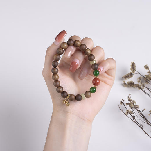 xy0436沉香+南红碧玉莲蓬手串 商品图7